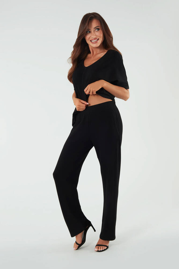 Soler Kurzarmbluse Italian Fashion - schwarz 