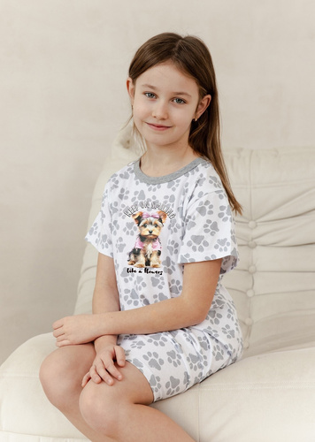 3390 Pixie Mädchenshirt Taro – Ecrugrau