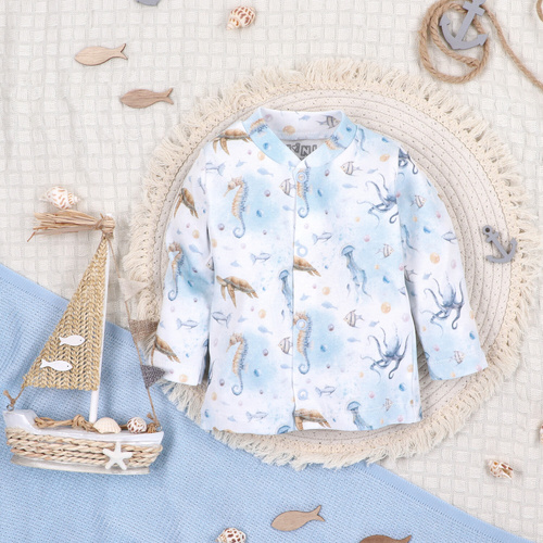 ABN-5454 Sea Of Joy Nini Babykaftan – Bio-Baumwolle, Druckknopfverschluss