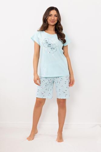 Damenpyjama Regina 4003 Baumwolle kurz Blumenprint bequem