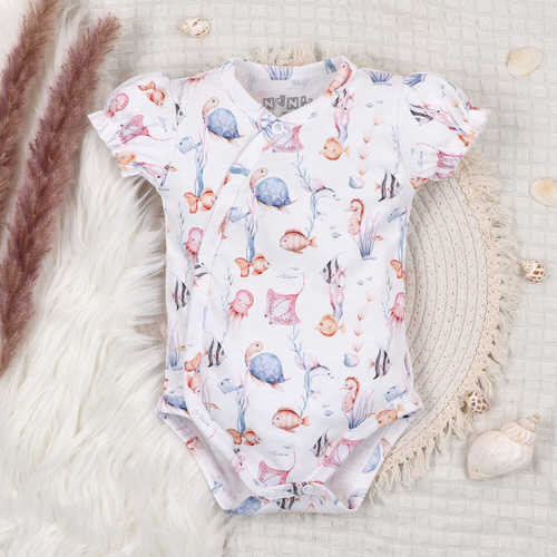 ABN-5473 Underwater World Nini-Body mit Umschlag – Bio-Baumwolle, kurze Ärmel