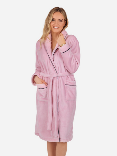Rosa Damen-Fleece-Bademantel ByShelly – hellrosa