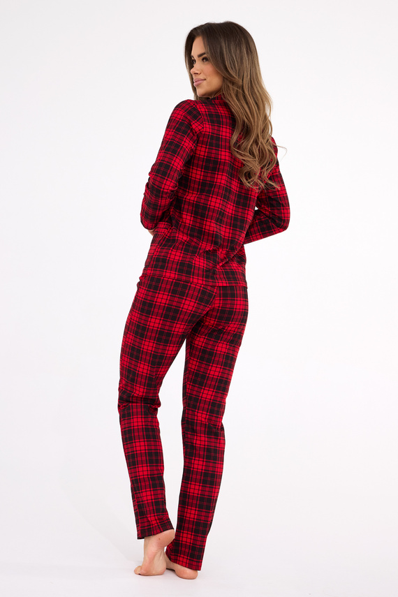 482/423 Tracy Cornette Damenpyjama – langärmelige, karierte Bluse mit Reißverschluss