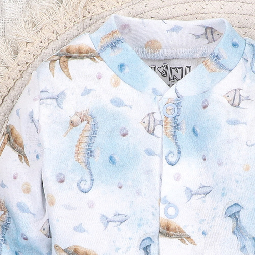 ABN-5454 Sea Of Joy Nini Babykaftan – Bio-Baumwolle, Druckknopfverschluss