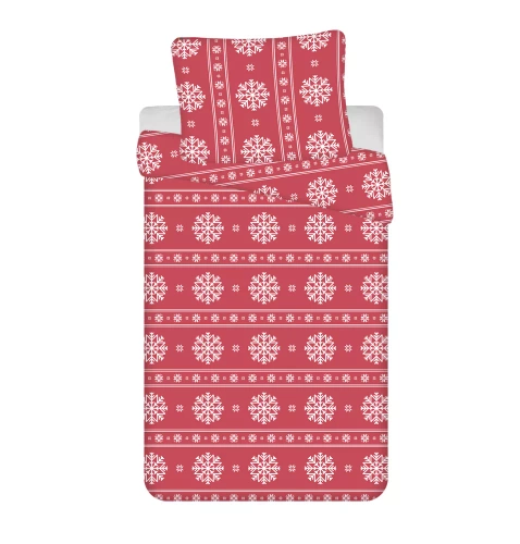 Weihnachten Jerry Fabrics Weihnachtsbettwäsche – rot mit weißen Schneebällen, 100 % Baumwolle