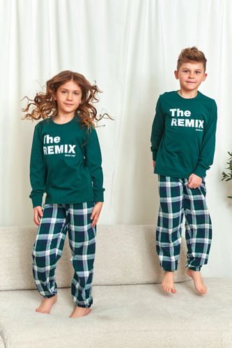 Doctor Nap 7342 – Unisex-Kinderpyjama „The Remix“ | Familienkollektion, polnische Produktion – Marineblau