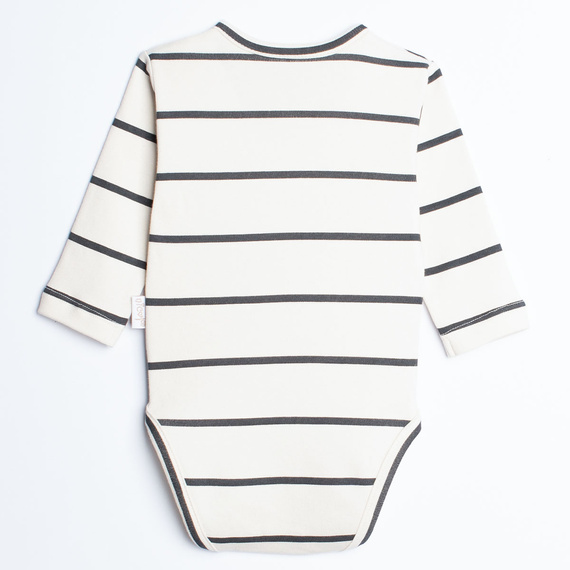 Kopfform-Body 222098 Olo Nicol 100% Baumwolle, graphitgraue Streifen, langarm
