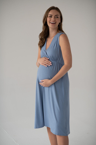 Star Light Umstands- und Stillnachthemd aus Milk&Love Bambus, blau