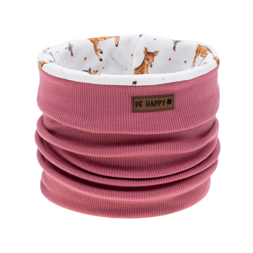 216269 Lala Chimney Nicol – ein rosa doppelseitiger Kinderschal mit Hirschmotiv