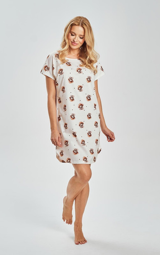 Coco Taro 3517 braunes Damen-Nachthemd 100% Baumwolle knielang