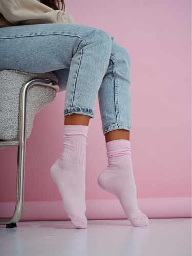 Damen Baumwollsocken Milena  1313-002– gerippt bequem für Alltag pink