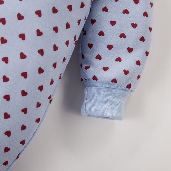 Baby-Overall Love Eevi blau mit Herzen 100% Baumwolle mit Umschlagärmeln