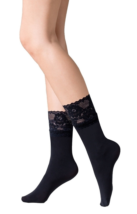 686 Nina Gabriella Socken, schwarz – Mikrofaser mit Spitze und Silikon