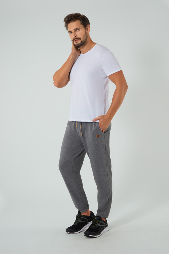 Leader Herren lange Jogginghosen Italian Fashion - mittel melange