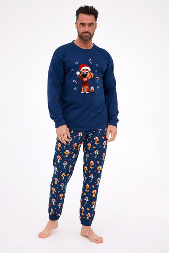 115/294 Dog Cornette Herrenpyjama – Weihnachten, Marineblau, Baumwolle