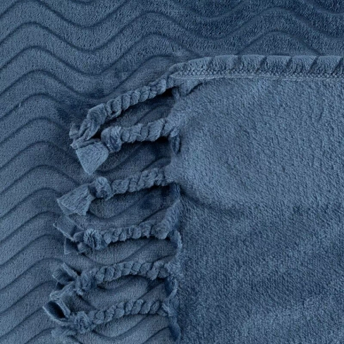 Emma Decke Tagesdecke mit Fransen Eurocurtains, Marineblau