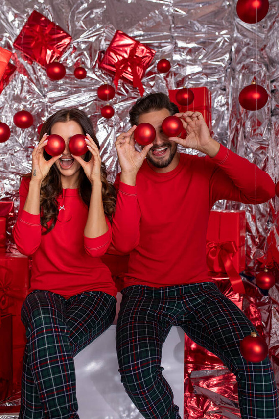 Fogo Herren Schlafanzug langarm, lange Hose Italian Fashion - rot/print