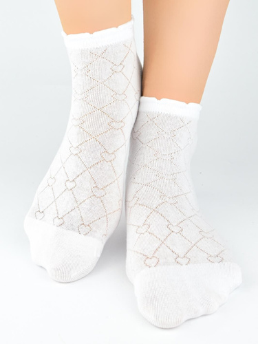 SB119 Jacquard Hearts Noviti Damensocken – weiß