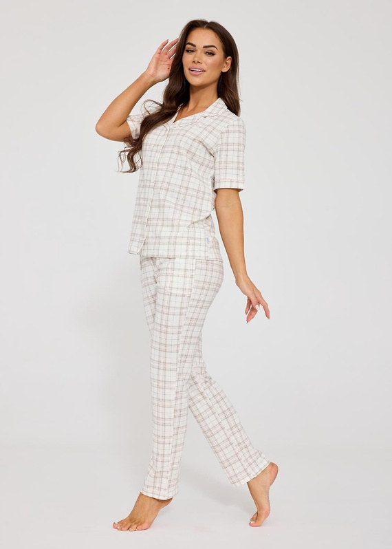 Cornette Holly 879/342 Damen Pyjama Baumwolle Knopfleiste kariert
