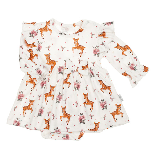 216159 Lala – Nicol-Bodykleid, Baumwolle, lange Ärmel, Rehkitz