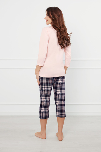 Dona Damen Schlafanzug 3/4 Ärmel, 3/4 Hose Italian Fashion - lachs/print