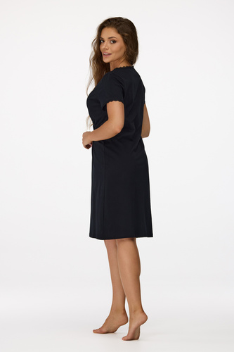 Ja. 37 Senizo schwarzes Umstandsnachthemd – 100 % Baumwolle, Spitze, kurze Ärmel, zum Füttern