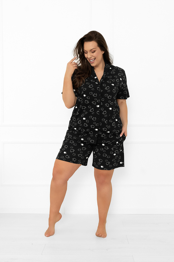 Damen Schlafanzug Bonnie - kurze Ärmel, kurze Hose, Baumwolle MEGA SOFT Italian Fashion  