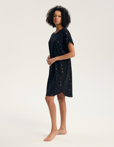 Damen Nachthemd Henderson 45441 Gilly Schwarz 100% Baumwolle