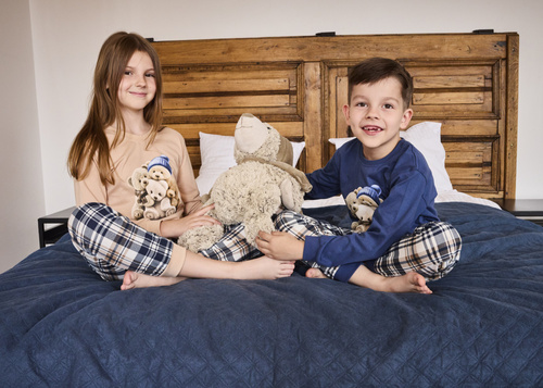 594/187 592/187 Cornette Bears Mädchenpyjama | Baumwolle, bedruckt, lange karierte Hose