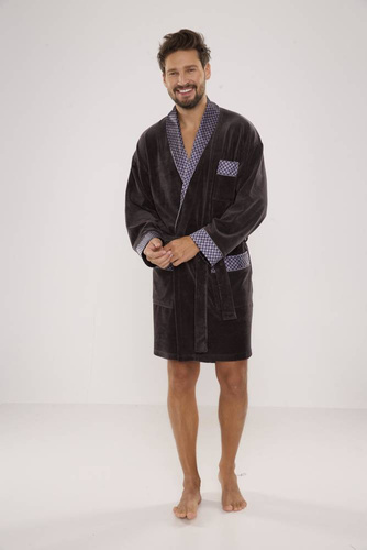 772 Bonjour Herren-Forex-Bademantel - graphit