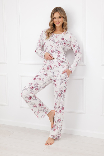 Damen-Pyjama Beauty Italian Fashion 100% Baumwolle Langarm Hose