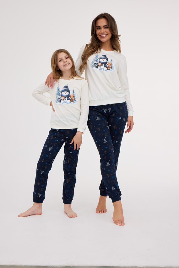 977/189 978/189 Snowy Day Cornette Mädchen-Baumwollpyjama, lange Ärmel | Warm und bequem