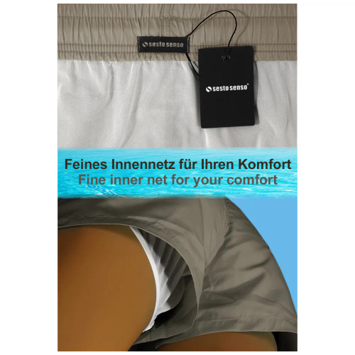 Sesto Senso Herren Badeshorts schnell trocknend Strandshorts mit Taschen khaki