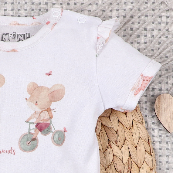Baby Body Nini Little Mouse Bio-Baumwolle Druckknöpfe Schulter Kurzarm