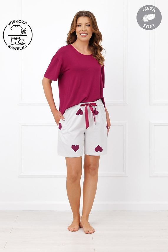 Italian Fashion Kioga Damenpyjama Viskose Mega Soft Shorts mit Herzen