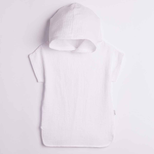 Kinderponcho Nicol 224390 Musselin 100% Baumwolle mit Kapuze - Weiß