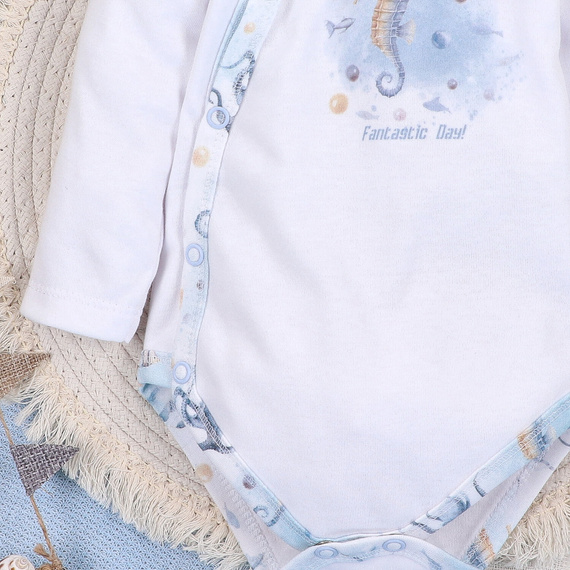 ABN-5442 Sea Of Joy Nini weißer Umschlag-Body – Bio-Baumwolle, für Babys