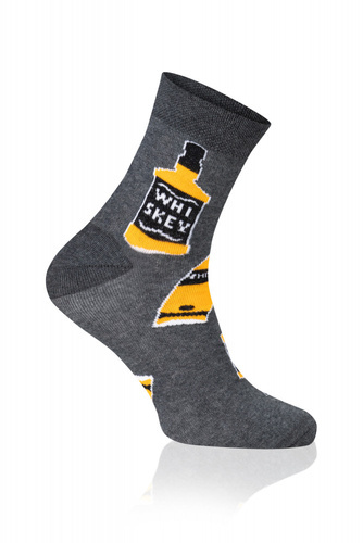 S121Z Whiskey Lange Socken Italian Fashion - dunkel melange/gelb