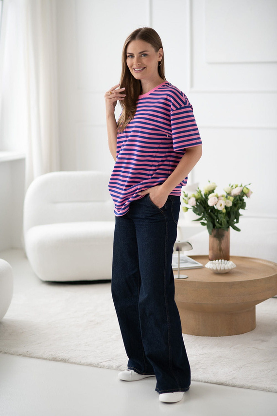 Mamahood Milk&Love Umstands- und Still-T-Shirt, rosa und blau gestreift – bequem und stilvoll