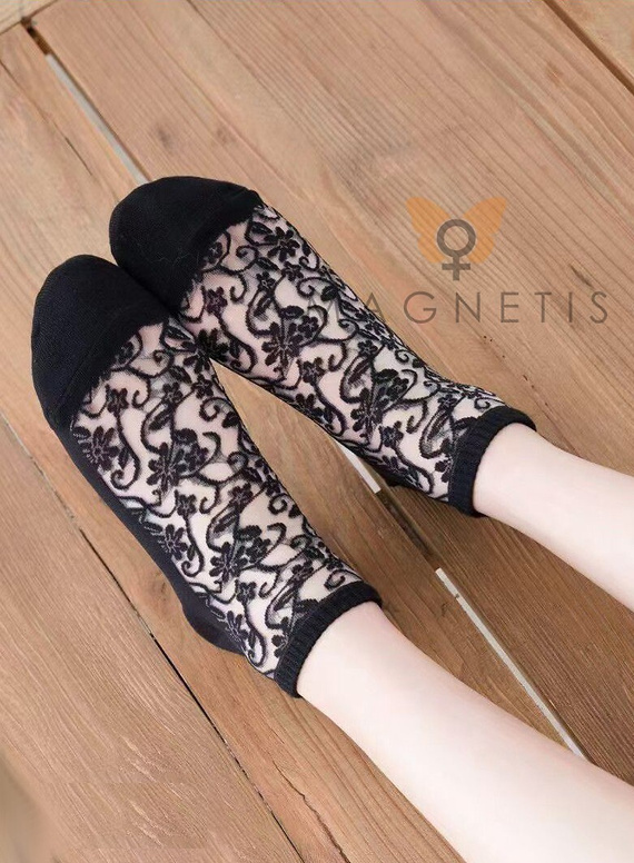 Stopki CC-251112 – Damen Füßlinge mit Netz und Baumwolle black