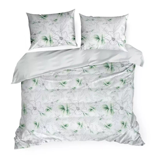 Frühling 28 Blumen Satinbettwäsche Eurovorhänge weiß/grün