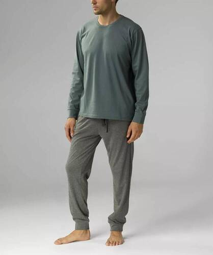 NMP-372 Herren-Langarmpyjama, Atlantic-Smaragdgrau Melange