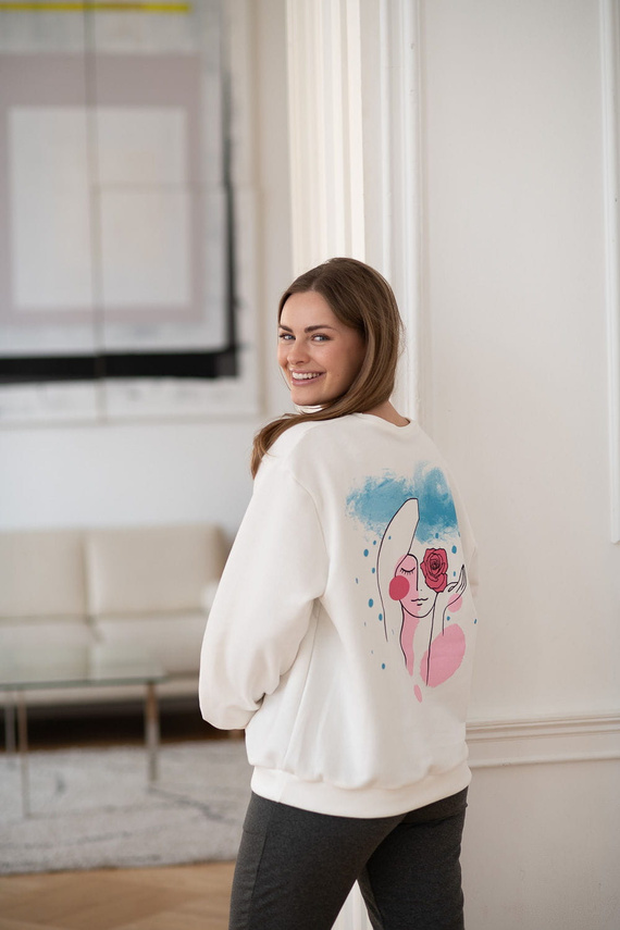 MilkItEasy! Cremefarbenes Still-Sweatshirt von Milk&Love mit Aufdruck