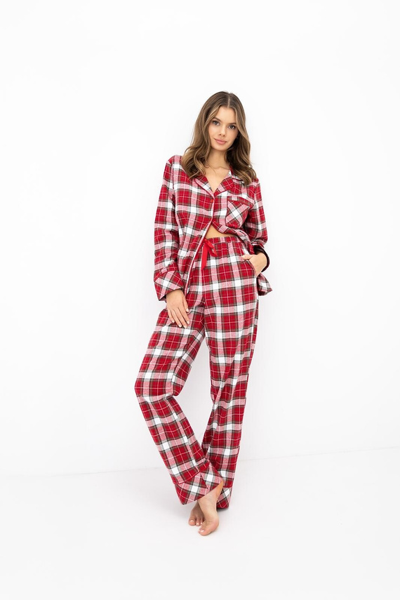 Sensis Yulie Damen-Flanell-Pyjama 100% Baumwolle Rot kariert