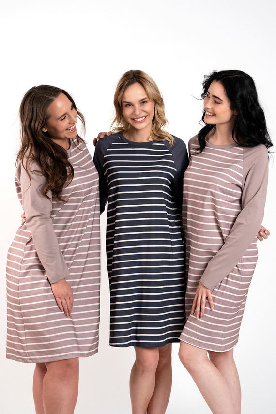 Oda Nachthemd Italian Fashion - Cappuccino Druck