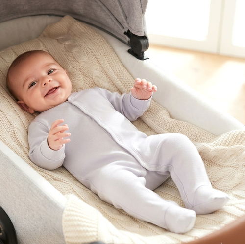 NINI ABN-3964 Baby-Strampler hellgrau 100% Bio-Baumwolle
