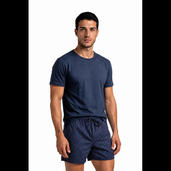 Sesto Senso 2026/01 Herrenkurzpyjama Marine 100% Baumwolle