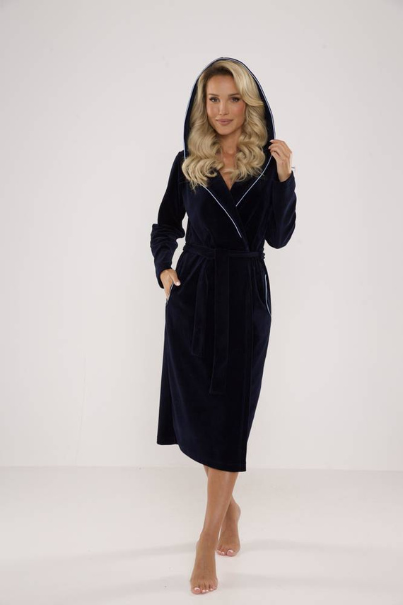 664 Lydie Forex Damen Morgenmantel - marineblau