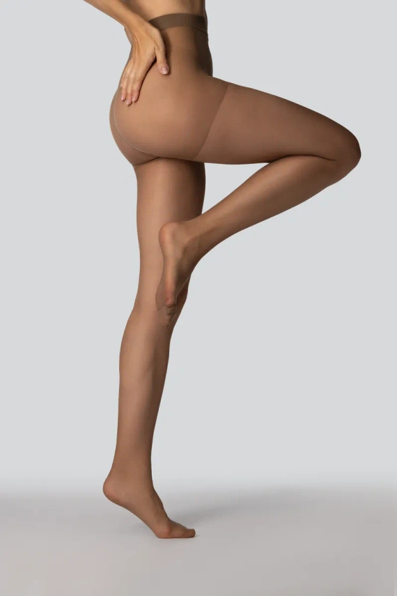 Mona Viola Damenstrumpfhose 20 DEN klassisch glänzend verstärkte Zehen muscade