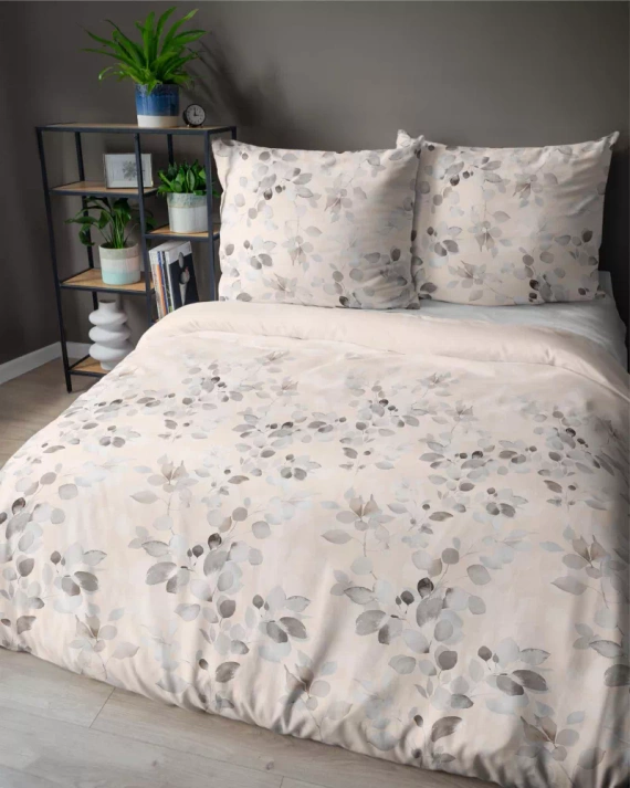 5084 B Home Satin Satin-Bettwäsche, cremefarbene Detexpol-Zweige